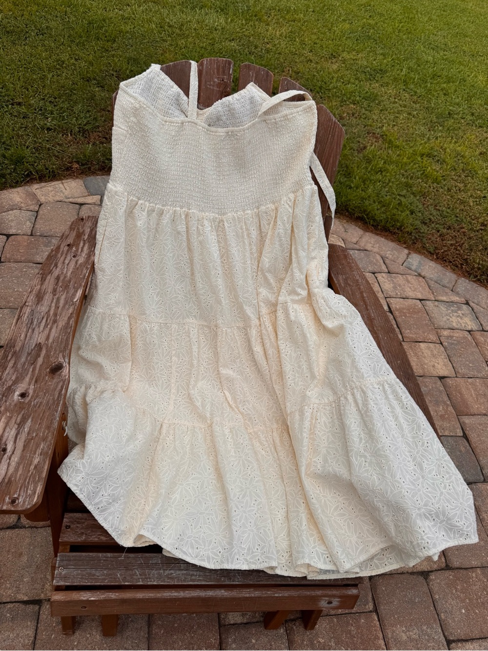 Madewell Cream Eyelet Tie-Shoulder Midi Dress - Picture 4 of 7